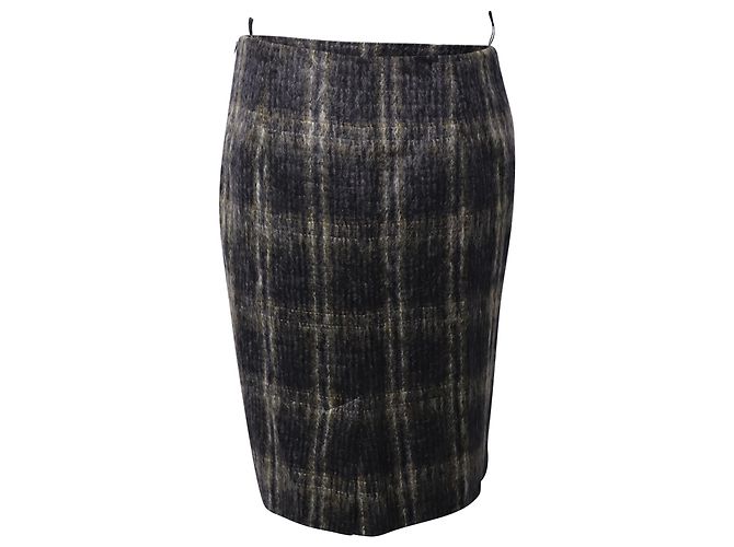 Falda a cuadros hasta la rodilla de Max Mara en mohair gris - vista 3