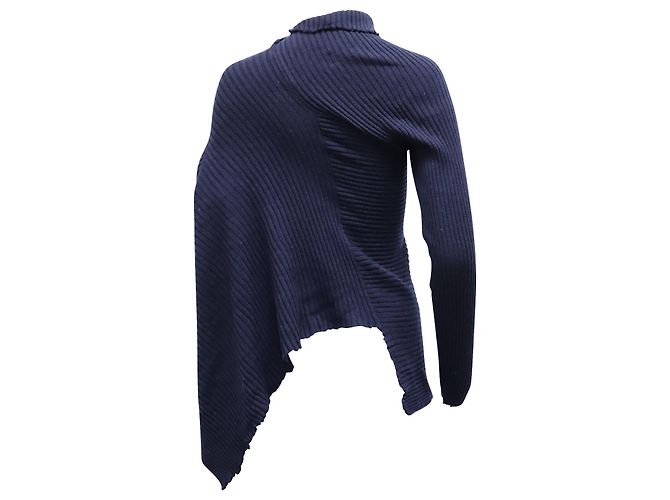 Marques Almeida Drapierter asymmetrischer Pullover aus marineblauer Wolle - Ansicht 3