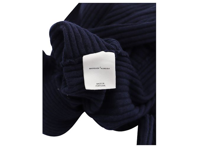 Marques Almeida Drapierter asymmetrischer Pullover aus marineblauer Wolle - Ansicht 5
