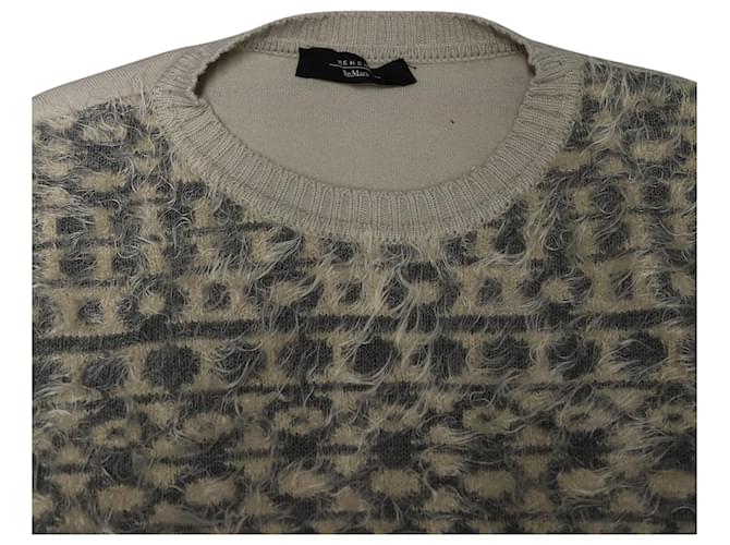 Max Mara Weekend bedruckter Pullover mit Rundhalsausschnitt aus beigefarbenem Acryl - Ansicht 4