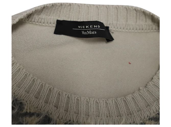 Max Mara Weekend bedruckter Pullover mit Rundhalsausschnitt aus beigefarbenem Acryl - Ansicht 5