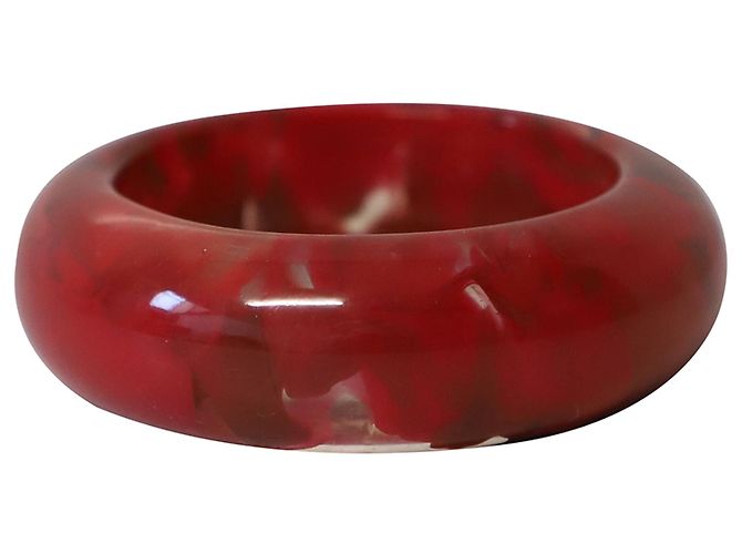 Brazalete tipo esclava Lanvin Marble Resign en plástico rojo y negro Impresión de pitón - vista 2