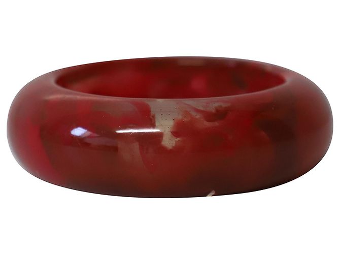 Brazalete tipo esclava Lanvin Marble Resign en plástico rojo y negro Impresión de pitón - vista 3