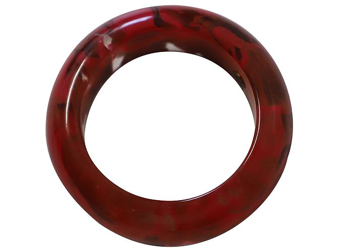 Brazalete tipo esclava Lanvin Marble Resign en plástico rojo y negro Impresión de pitón - vista 4