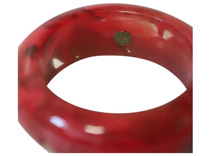 Brazalete tipo esclava Lanvin Marble Resign en plástico rojo y negro Impresión de pitón - vista 5