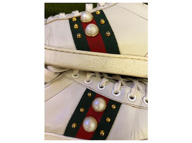 Gucci Pearl Sneaker aus Leder weiß - Ansicht 2