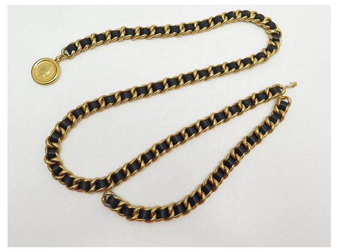 CHANEL GÜRTEL IN KETTE MIT LEDER VERSCHNITTEN 1995 COCO-T-MEDAILLON75 BEIM 85 Gürtel Golden - Ansicht 2