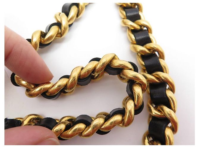 CHANEL GÜRTEL IN KETTE MIT LEDER VERSCHNITTEN 1995 COCO-T-MEDAILLON75 BEIM 85 Gürtel Golden - Ansicht 6