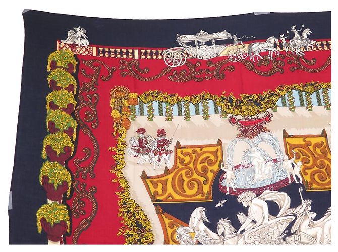Hermès HERMES SCIALLE IL PARADISO DEL RE 140 SCIARPA IN CASHMERE E SETA BLU NAVY CM - vista 2
