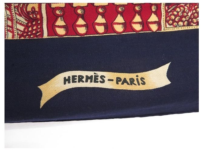 Hermès HERMES SCIALLE IL PARADISO DEL RE 140 SCIARPA IN CASHMERE E SETA BLU NAVY CM - vista 3