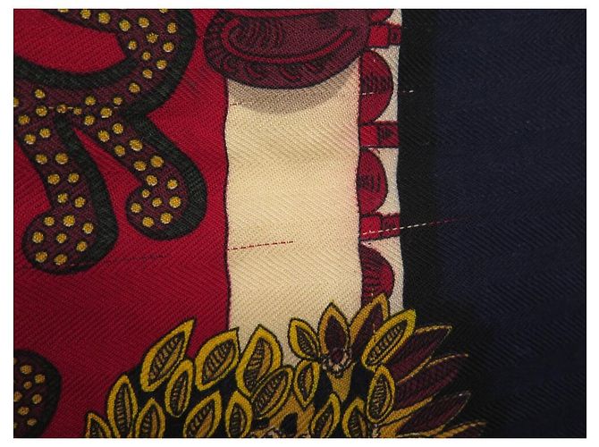 Hermès HERMES SCIALLE IL PARADISO DEL RE 140 SCIARPA IN CASHMERE E SETA BLU NAVY CM - vista 9