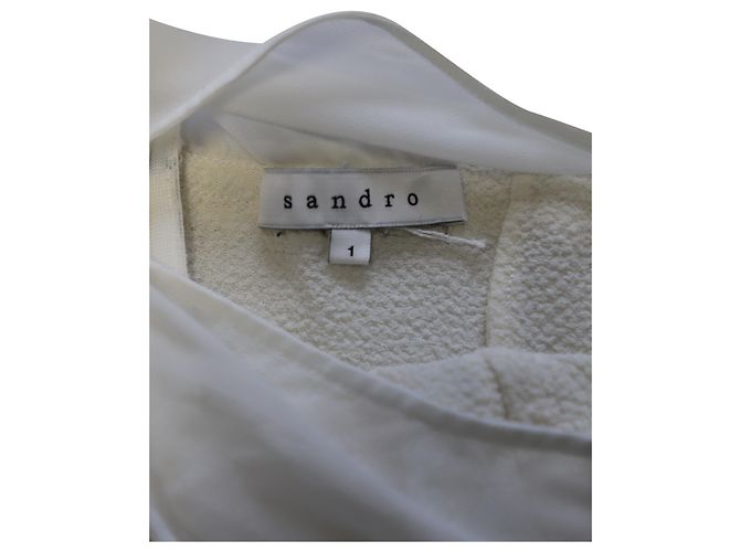 Sandro Paris Etuikleid mit Netzeinsätzen aus cremefarbenem Polyester Weiß Roh - Ansicht 5
