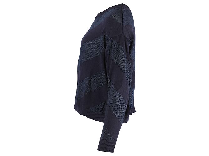 Pull Sandro Stripe en Polyester Bleu Marine - vue 2