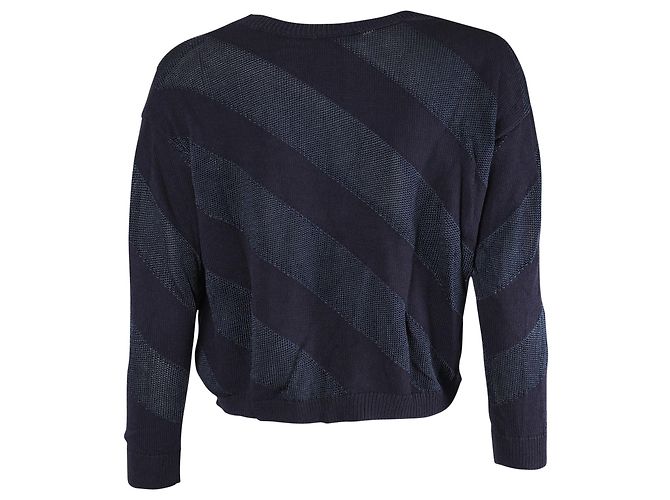 Pull Sandro Stripe en Polyester Bleu Marine - vue 3