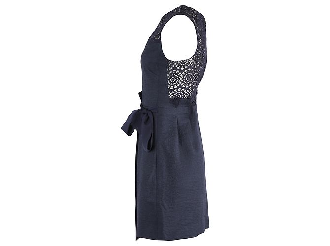 Sandro Justin Mini Abito Jacquard in Poliestere Blu Navy - vista 2