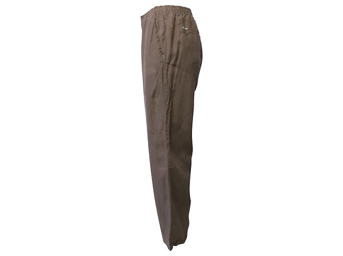 Autre Marque Pangaia Garterized Drawstring Track Pants in Brown Linen - view 2