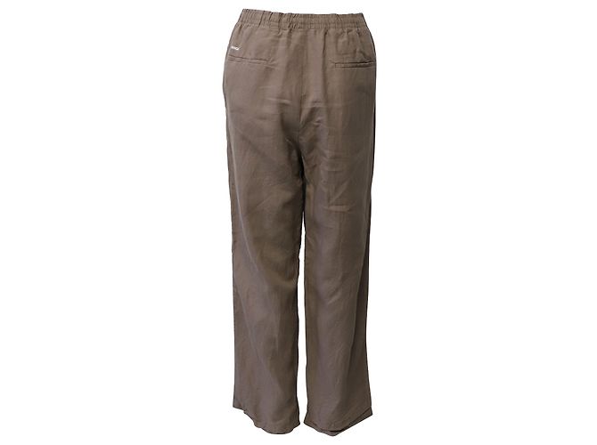 Autre Marque Pangaia Garterized Drawstring Track Pants in Brown Linen - view 3
