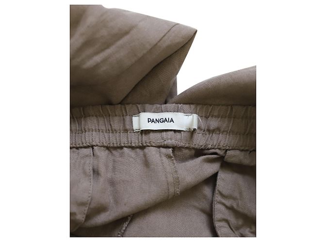 Autre Marque Pangaia Garterized Drawstring Track Pants in Brown Linen - view 4