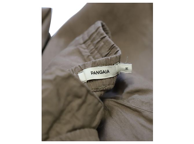 Autre Marque Pangaia Garterized Drawstring Track Pants in Brown Linen - view 5