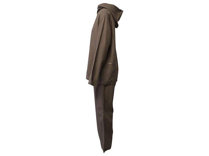 Autre Marque Pangaia Garterized Drawstring Track Pants in Brown Linen - view 7