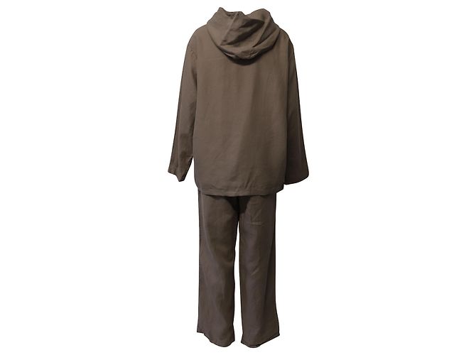 Autre Marque Pangaia Garterized Drawstring Track Pants in Brown Linen - view 8