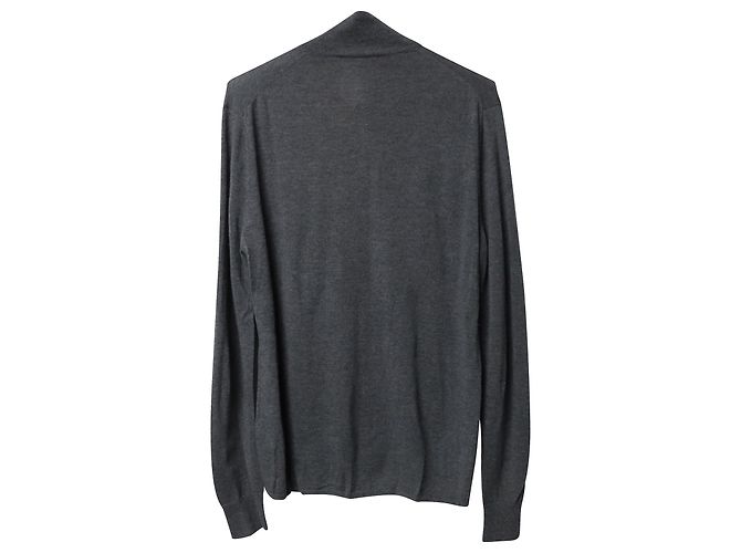 Acne Studios Buttondown-Strickjacke mit Kragen aus grauer Wolle - Ansicht 2