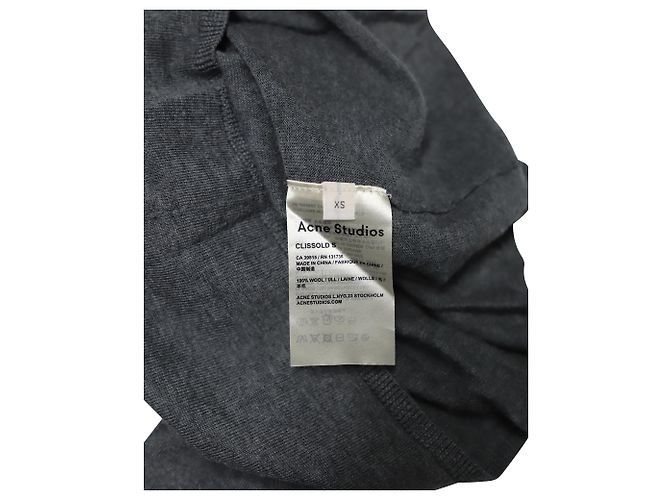 Acne Studios Buttondown-Strickjacke mit Kragen aus grauer Wolle - Ansicht 5