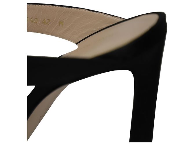 Stuart Weitzman Eventually High Heel Mules in Black Satin - view 7