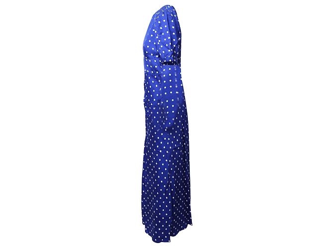 Self Portrait Polka-Dot Blue Midikleid aus blauer Viskose - Ansicht 2