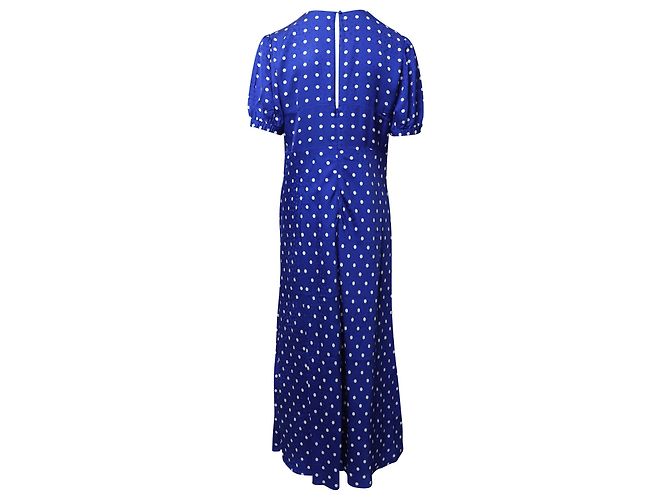 Self Portrait Polka-Dot Blue Midikleid aus blauer Viskose - Ansicht 3