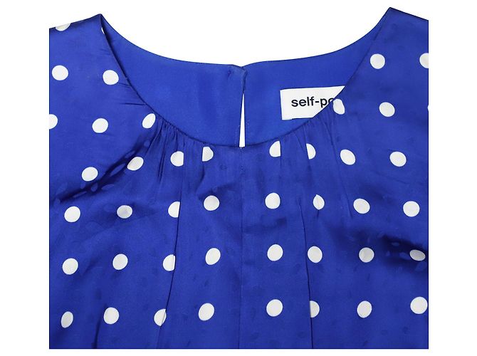 Self Portrait Polka-Dot Blue Midikleid aus blauer Viskose - Ansicht 4
