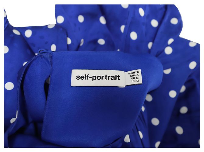 Self Portrait Polka-Dot Blue Midikleid aus blauer Viskose - Ansicht 5