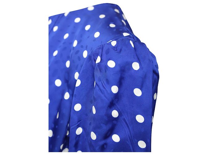 Self Portrait Polka-Dot Blue Midikleid aus blauer Viskose - Ansicht 6