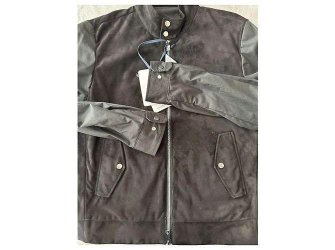 Moncler Bomber Barelles in camoscio nero - vista 11
