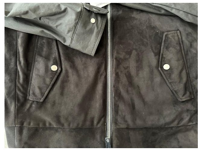 Moncler Bomber Barelles in camoscio nero - vista 12