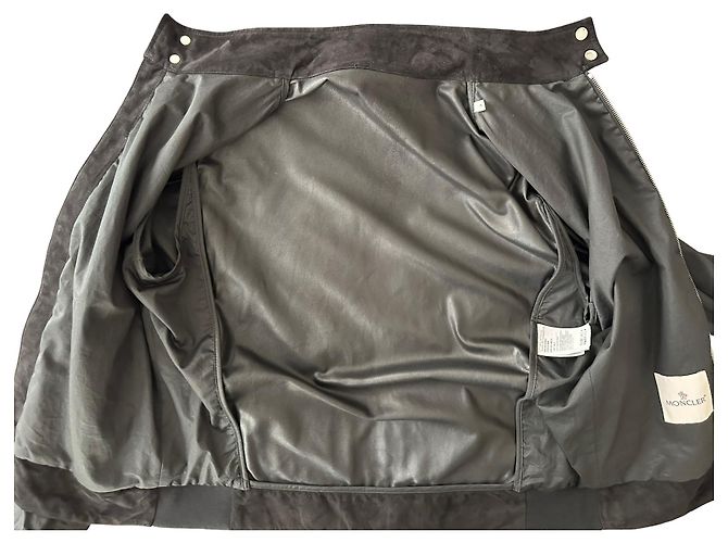 Moncler Bomber Barelles in camoscio nero - vista 3