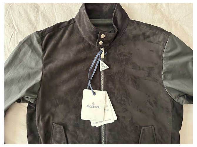 Moncler Bomber Barelles in camoscio nero - vista 9