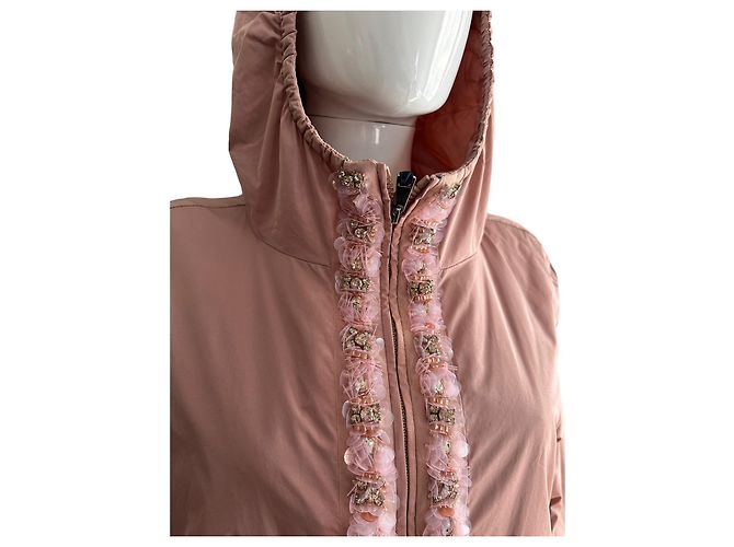 Moncler chaqueta bomber plateada adornada Rosa - vista 12
