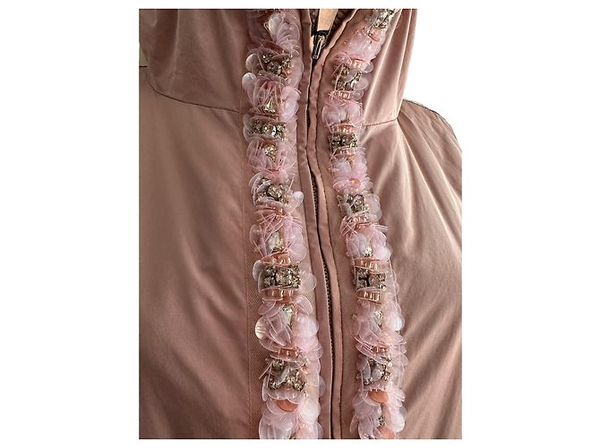 Moncler chaqueta bomber plateada adornada Rosa - vista 13