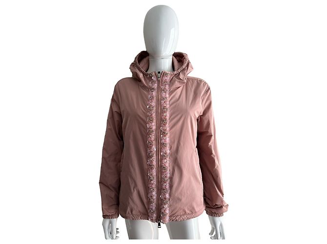 Moncler chaqueta bomber plateada adornada Rosa - vista 8