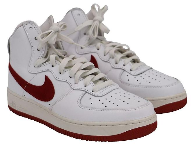 Nike Air Force 1 Sneakers alte 'Nai Ke' in Pelle Bianco Rosso - vista 2