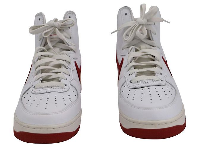 Nike Air Force 1 Sneakers alte 'Nai Ke' in Pelle Bianco Rosso - vista 4