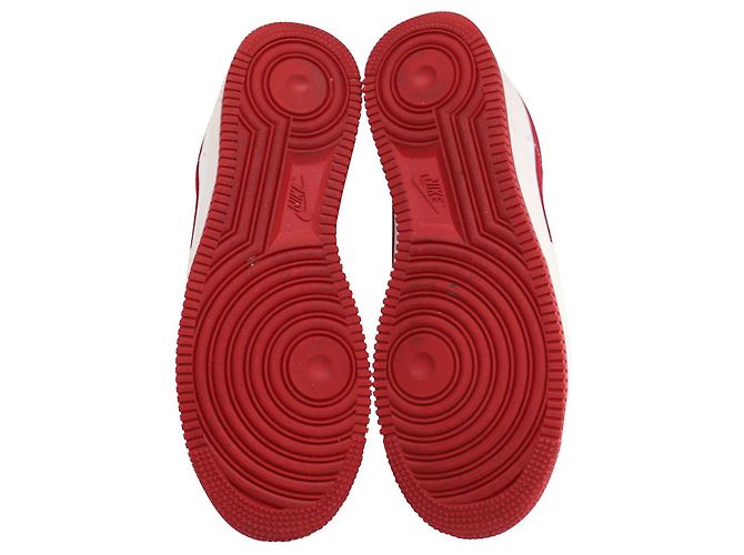 Nike Air Force 1 Sneakers alte 'Nai Ke' in Pelle Bianco Rosso - vista 5