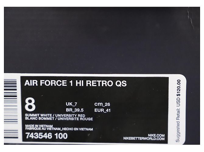Nike Air Force 1 Sneakers alte 'Nai Ke' in Pelle Bianco Rosso - vista 7