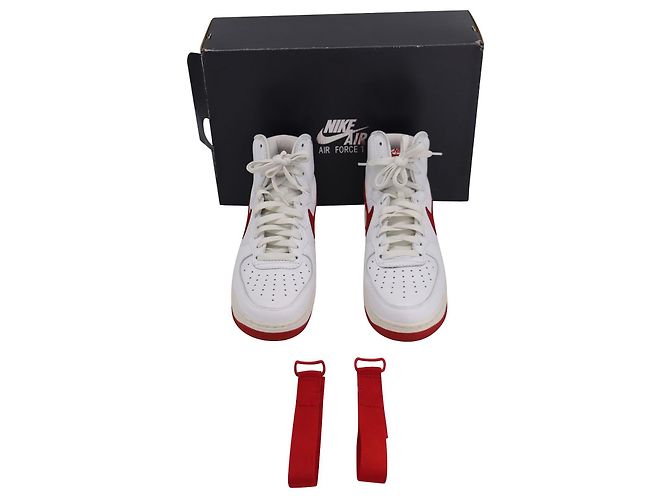 Nike Air Force 1 Sneakers alte 'Nai Ke' in Pelle Bianco Rosso - vista 9