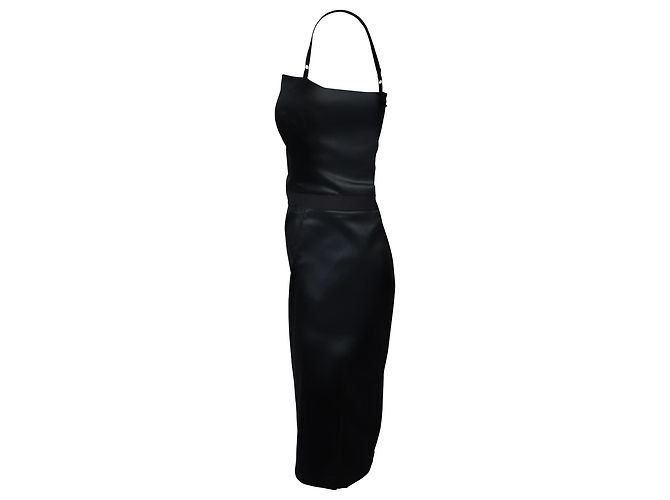 Dolce & Gabbana Spaghettiträger-Midikleid aus schwarzem Polyamid - Ansicht 2