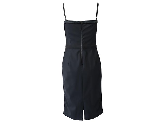 Dolce & Gabbana Spaghettiträger-Midikleid aus schwarzem Polyamid - Ansicht 3