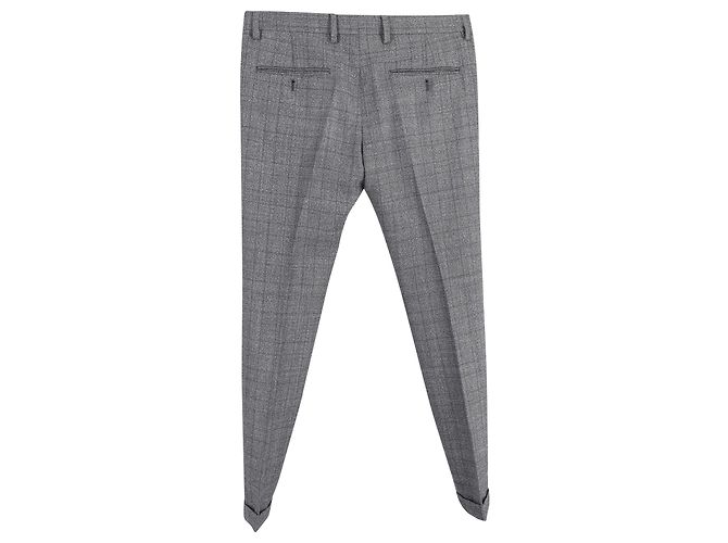 Pantalone da Completo Saint Laurent Check in Lana Grigia Grigio - vista 2