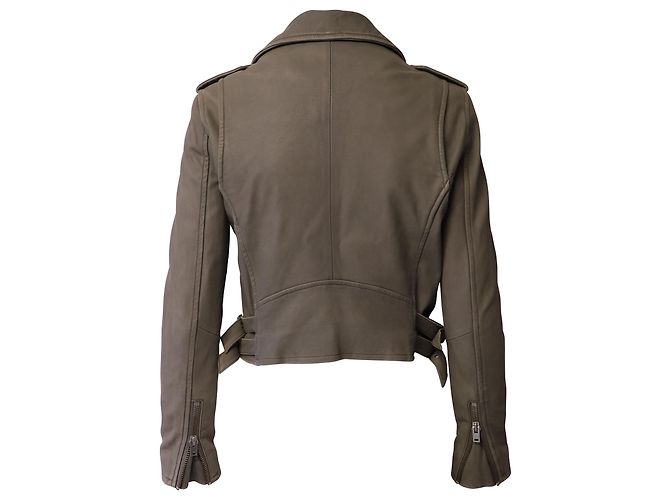 Chaqueta motera corta Iro de piel de cordero gris - vista 3