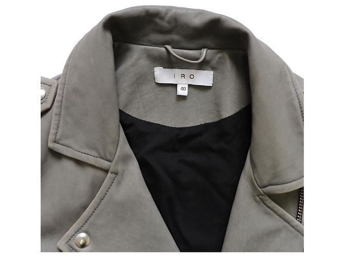 Chaqueta motera corta Iro de piel de cordero gris - vista 4